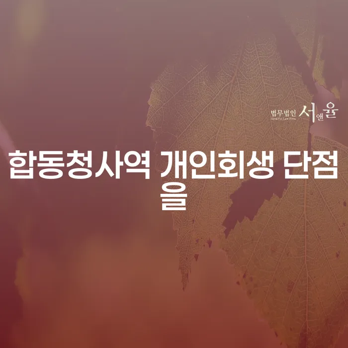합동청사역 개인회생 단점을